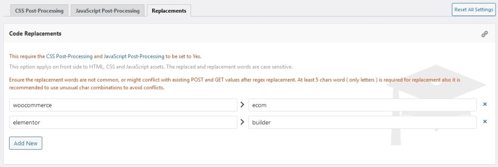 PostProcessing - Html/Css/JS Replacements